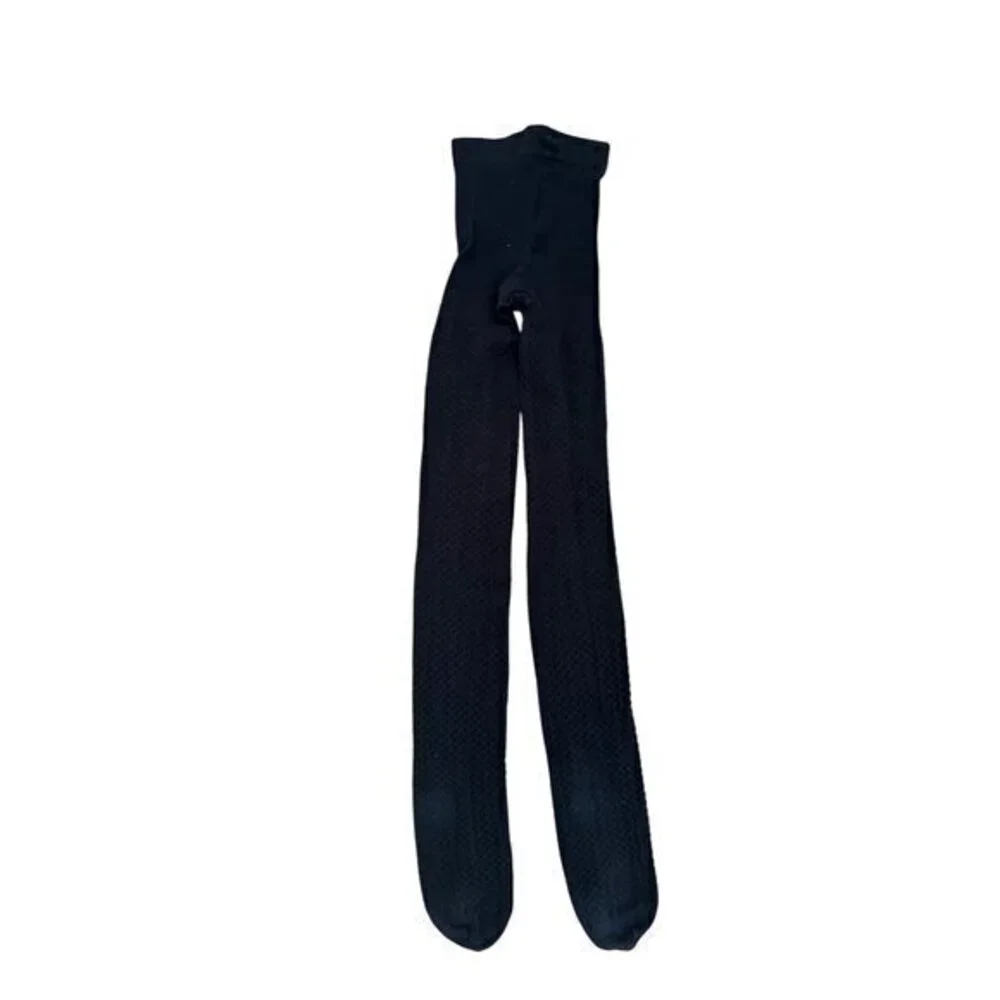 H&M Girls Black Textured Tights Size 12-14A